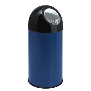 _ Affaldsspand,  blå, metal/ plast,  40 l, med sort push låg og inderspand i metal *Denne vare tages ikke retur* (176250)