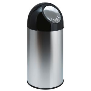 _ Affaldsspand,  grå, metal/ plast,  40 l, med sort push låg og inderspand i metal *Denne vare tages ikke retur* (176251)