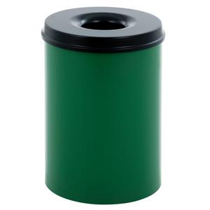 _ Brandhæmmende affaldsspand,  grøn, metal, 30 l, med sort låg, brandsikker *Denne vare tages ikke retur* (176540)