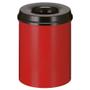 ABENA Brandhæmmende affaldsspand, rød, metal, 15 l, med sort låg, brandsikker *Denne vare tages ikke retur*