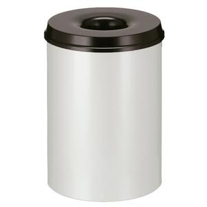 _ Brandhæmmende affaldsspand,  grå, metal, 30 l, med sort låg, brandsikker *Denne vare tages ikke retur* (176541)