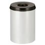 _ Brandhæmmende affaldsspand,  grå, metal, 30 l, med sort låg, brandsikker *Denne vare tages ikke retur*