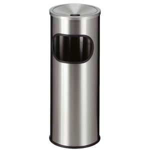 _ Affaldsspand med askebæger,  stål, rustfrit stål, 30 l, med inderspand i metal, brandsikker *Denne vare tages ikke retur* (176590)