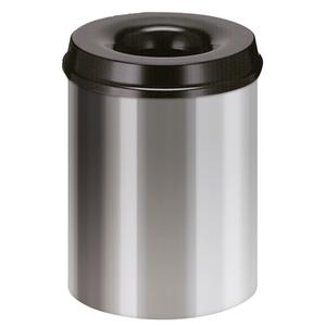 _ Brandhæmmende affaldsspand,  alu, metal, 15 l, med sort låg, brandsikker *Denne vare tages ikke retur* (176517)