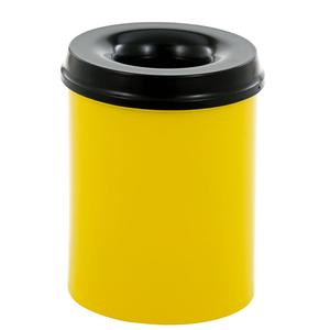 _ Brandhæmmende affaldsspand,  gul, metal, 15 l, med sort låg, brandsikker *Denne vare tages ikke retur* (176524)