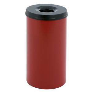 _ Brandhæmmende affaldsspand,  rød, metal, 50 l, med sort låg, brandsikker *Denne vare tages ikke retur* (176547)