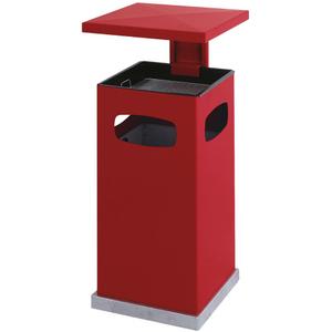 _ Affaldsspand med askebæger,  rød, galvaniseret stål/ pulverlakeret stål, 70 l, med metal inderspand,  brandsikker,  udendørs, forberedt til jordmontering inkl. materiale *Denne vare tages ikke retur* (176589)