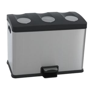 EKO Pedalspand,  EKO Rejoice, stål, FPP/ rustfrit stål, 3-rums, 3x12 l, plast inderspande,  soft close, fingeraftryksfri *Denne vare tages ikke retur* (176715)