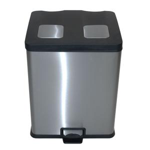 EKO Pedalspand,  EKO Rejoice, stål, FPP/ rustfrit stål, 2-rums, 2x30 l, plast inderspande,  soft close, fingeraftryksfri *Denne vare tages ikke retur* (176717)