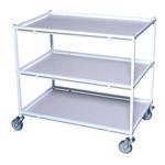 Rullebord,  Tina Trolleys, 940x600x890mm,  hvid, pulverlakeret stål, med 3 hylder, slingrekant,  mellem *Denne vare tages ikke retur*