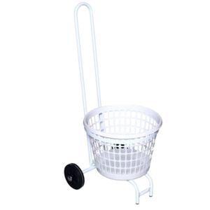 _ Vaskerivogn,  560x450x1060mm,  32 l, hvid, plast/ pulverlakeret stål/ gummi,  med håndtag, 2 hjul og støtteben,  rund *Denne vare tages ikke retur* (169964)
