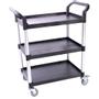 Tina Trolleys Rullebord, Tina Trolleys, 850x480x1000mm, sort, fiberplast, med styr, 3 hylder, lille *Denne vare tages ikke retur*