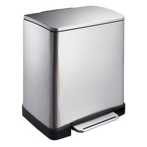 EKO Pedalspand,  EKO E-cube, stål mat, rustfrit stål, 20 l, plast inderspand,  soft close, fingeraftryksfri *Denne vare tages ikke retur* (176868)