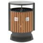 ABENA Udendørs affaldsspand, grå, stål/træ, 2-rums, 2x39 l, med inderspand i metal, ilddæmpende, forberedt til jordmontering inkl. materiale til montering og nøgle *Denne vare tages ikke retur*