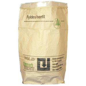 _ Papirsæk, 2-lags, 110 l, brun, papir, 70x95+25cm,  vådstærk, påtrykt "Hold Danmark rent",  50 my PE indlæg (900901*20)