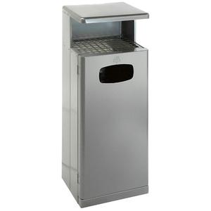 _ Udendørs affaldsspand med askebæger,  grå, aluminium,   55 l, forberedt til vægmontering,  inderspand i aluminium,   ilddæmpende,  til udendørs og tungt affald, med nøgler *Denne vare tages ikke retur* (170739)