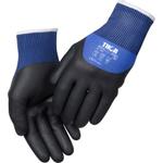 3/4 dyppet nitrilhandske,  THOR Ice, 9, sort, bomuld/ nitril,  ribkant