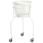 Vaskerivogn,  530x530x900mm,  32 l, hvid, plast/ pulverlakeret stål/ gummi,  med 3 hjul, rund *Denne vare tages ikke retur*