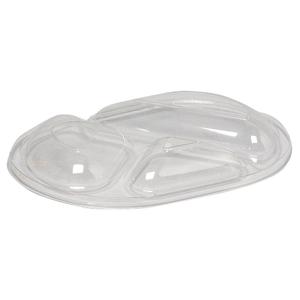 _ Snap-on låg, 23, 8x17, 6x3cm,  klar, OPS/PS, oval, til 3-rums, antidug effekt (588701*240)