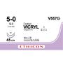 VICRYL Sutur, Vicryl, 45cm, violet, 5-0, dobbel G-3 nål, multifil (flettet) resorberbar sutur (Polyglactin 910) *Denne vare tages ikke retur*