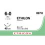 Ethilon II Sutur, Ethilon II, 45cm, sort, PA, 6-0, p-1 nål, monofil, 697H *Denne vare tages ikke retur*