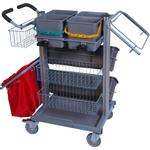 Rengøringsvogn,  Tina Trolleys Exclusive,  1150x560x1100mm,  sølv, aluminium/ stål,  til fugtsystem,  med tilbehør *Denne vare tages ikke retur*