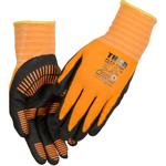 Fingerdyppet nitrilhandske,  THOR Flex Grip, 7, sort, nitril/ polyester,  med gul ribkant