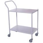 Rullebord,  Tina Trolleys, 750x390x920mm,  hvid, pulverlakeret stål, med styr, 2 hylder, lille *Denne vare tages ikke retur*