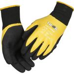 Heldyppet nitrilhandske,  THOR Flex Heldyp, 9, sort, lycra/ nitril/ nylon,  med gul ribkant