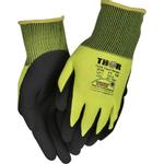 Fingerdyppet nitrilhandske,  THOR Flex Touch Screen, 11, sort, nitril/ polyester,  med gul ribkant, touch screen