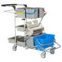 Tina Trolleys Rengøringsvogn, Tina Trolleys, 1480x600x1120mm, sølv, pulverlakeret stål, fodpresse *Denne vare tages ikke retur*
