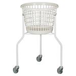 Vaskerivogn,  530x530x800mm,  32 l, hvid, plast/ pulverlakeret stål/ gummi,  med 3 hjul, rund *Denne vare tages ikke retur*