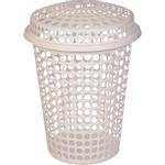 Plastkurv,  Tina Trolleys, 65cm, Ø47cm, hvid, plast, med låg