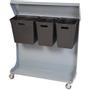 Tina Trolleys Affaldsvogn,  Tina Trolleys, grå, pulverlakeret stål, 3-rums, 20+15+15 l, til kildesortering,  med hjul og 3 spande i genbrugsplast *Denne vare tages ikke retur*
