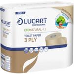 Toiletpapir,  Lucart T3 Natural, 3-lags, 30m x 9,6cm, Ø12,5cm, ubleget, genanvendt papir, paper pack