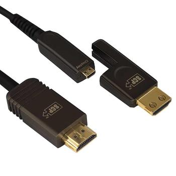 SCP HDMI Hybridkabel - 15 m LSZH Sort HDMI Fiber/ Kobber 18Gbps HDCP2.2 Detach (995AOC-15M-LSZH)