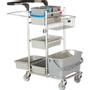 Tina Trolleys Rengøringsvogn, Tina Trolleys ERGO, 1100x590x1090mm, sølv, pulverlakeret stål, til drypsystem, med tilbehør, rustfri *Denne vare tages ikke retur*