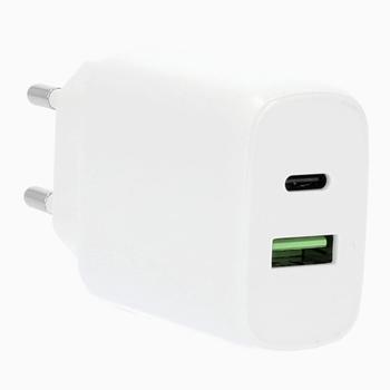GEAR Charger 220V 1xUSB-C + 1xUSB-A PD/PPS 25W  + 18W QC White (665118)