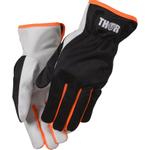 Gedeskindshandske,  THOR, 11, sort, gedeskind/ polyester,  med orange kant