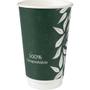 _ Kaffebæger Green Leaves, ABENA Gastro, 13,5cm, Ø9cm, 48 cl, 50 cl, grøn, CPLA/pap, 16 oz, double wall