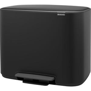 BRABANTIA Pedalspand,  Brabantia Bo, sort mat, stål, 3-rums, 3x11 l, plast inderspande,  og soft close låg *Denne vare tages ikke retur* (1999914011)