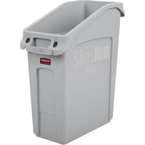 Rubbermaid Affaldsspand,  Rubbermaid Slim Jim, grå, plast, 49 l, affaldsåbning der passer til under et bord *Denne vare tages ikke retur* (1999914373)
