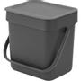 BRABANTIA Affaldsspand,  Brabantia Sort & Go, grå, plast, 3 l, ekskl. vægbeslag *Denne vare tages ikke retur*