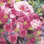 Frokostserviet,  3-lags, 1/4 fold, 33x33cm, flerfarvet,  nyfiber, mixet blomster