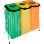 EKOthinks Affaldsstativ,  EKOthinks 3, flerfarvet,  galvaniseret stål, 3-rums, 3x120 l, m. grøn, gul, og orange låg