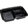 _ Takeaway bakke, ABENA Cater-Line, 23,5x17,5x3,6cm, 946 ml, sort, PP, 3-rums, 140/180ml, 140/180ml, 270/420ml, fleregangs