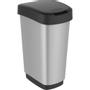 Rotho Affaldsspand,  Rotho Twist, sølv, plast, 25 l, sort låg, til kildesortering