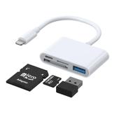 SIGN 4-in-1 Lightning to USB-A, SD/TF, Lightning - White
