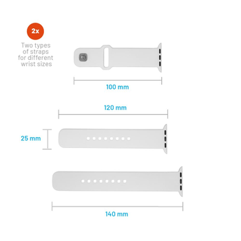 FIXED älykellon silikoniranneke,  Apple Watch Ultra, valkoinen (FIXSST2-1029-WH)