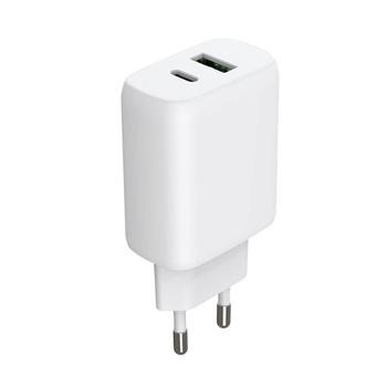 GEAR Charger 220V 1xUSB-C + 1xUSB-A PD/PPS 30W  + 18W QC White (665134)